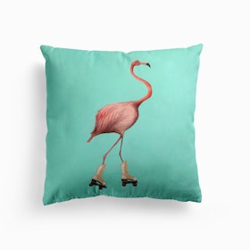 Rollerskate Flamingo Cushion